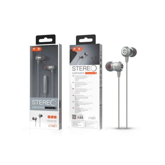 MTK EARPHONES CT851 GR WITH MICROPHONE 1.2M GRAY